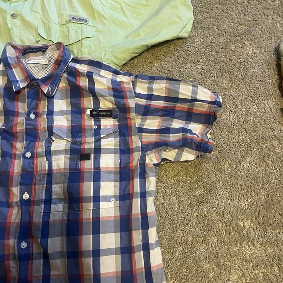 Columbia PFG Lot Of 2 Shirts Mens M Plaid Green Fishing Vented Short Sleeve - Picture 2 of 7